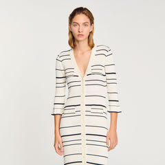 Sandro / Striped knit maxi dress Ecru