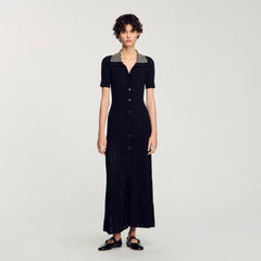 Sandro / Knit maxi dress with studs Black