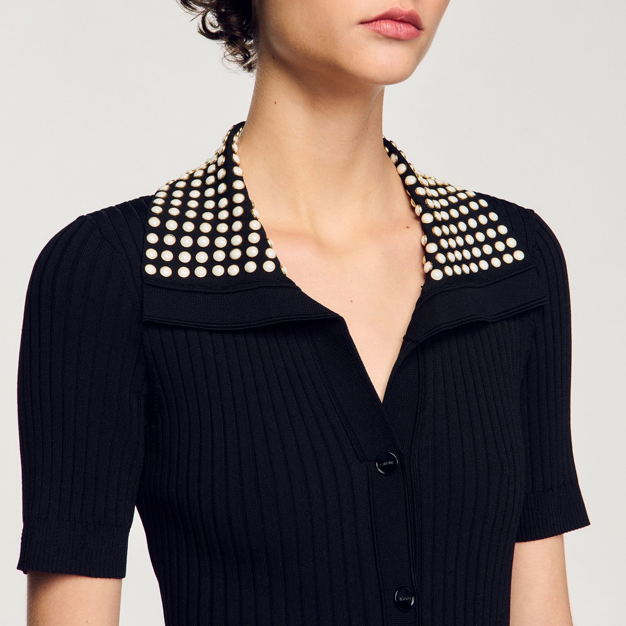 Sandro / Knit maxi dress with studs Black