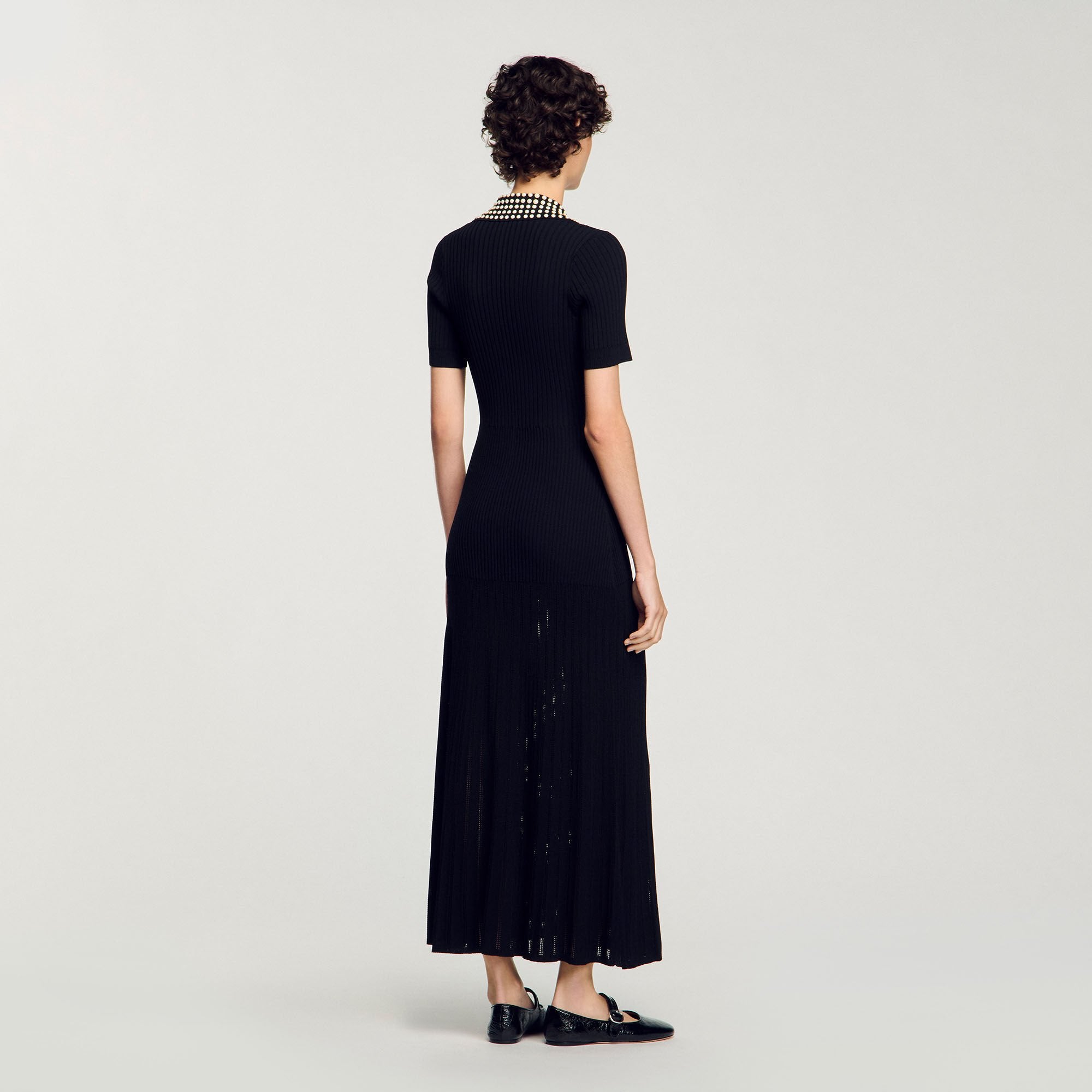 Sandro / Knit maxi dress with studs Black