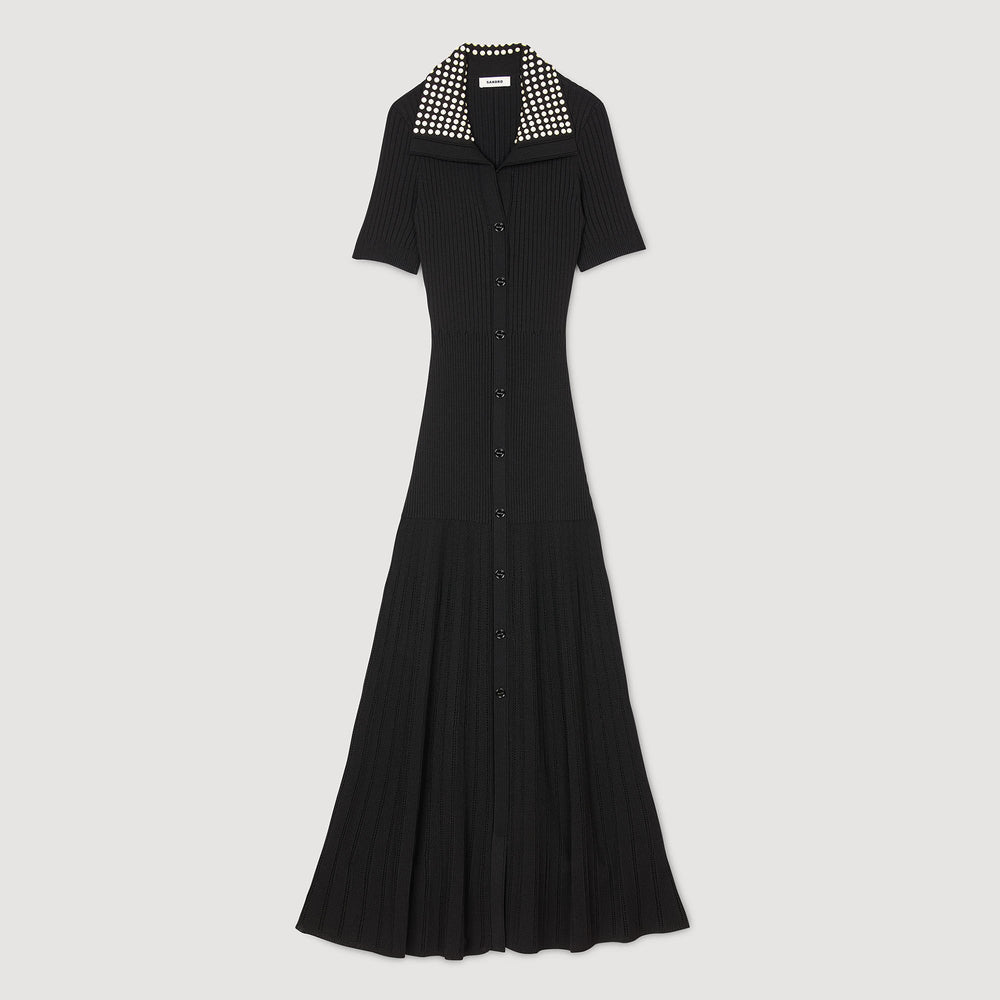 Sandro / Knit maxi dress with studs Black