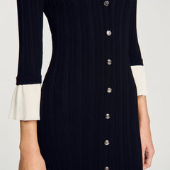 Sandro / Two-tone knit maxi dress Black