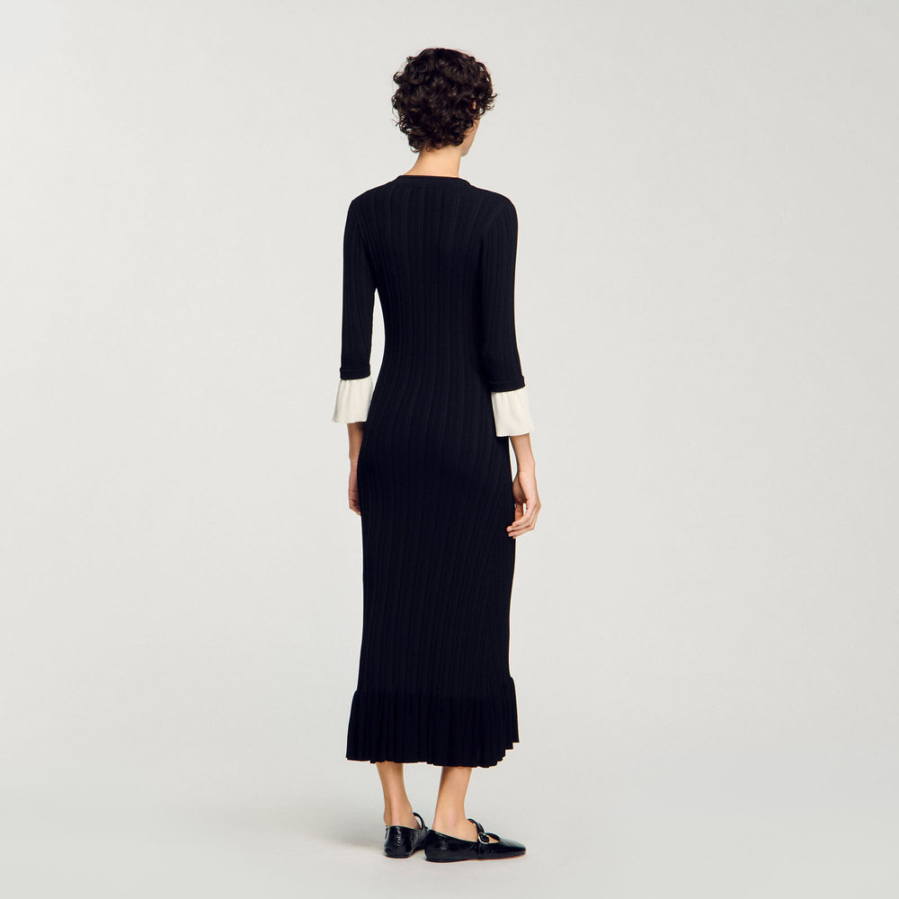 Sandro / Two-tone knit maxi dress Black