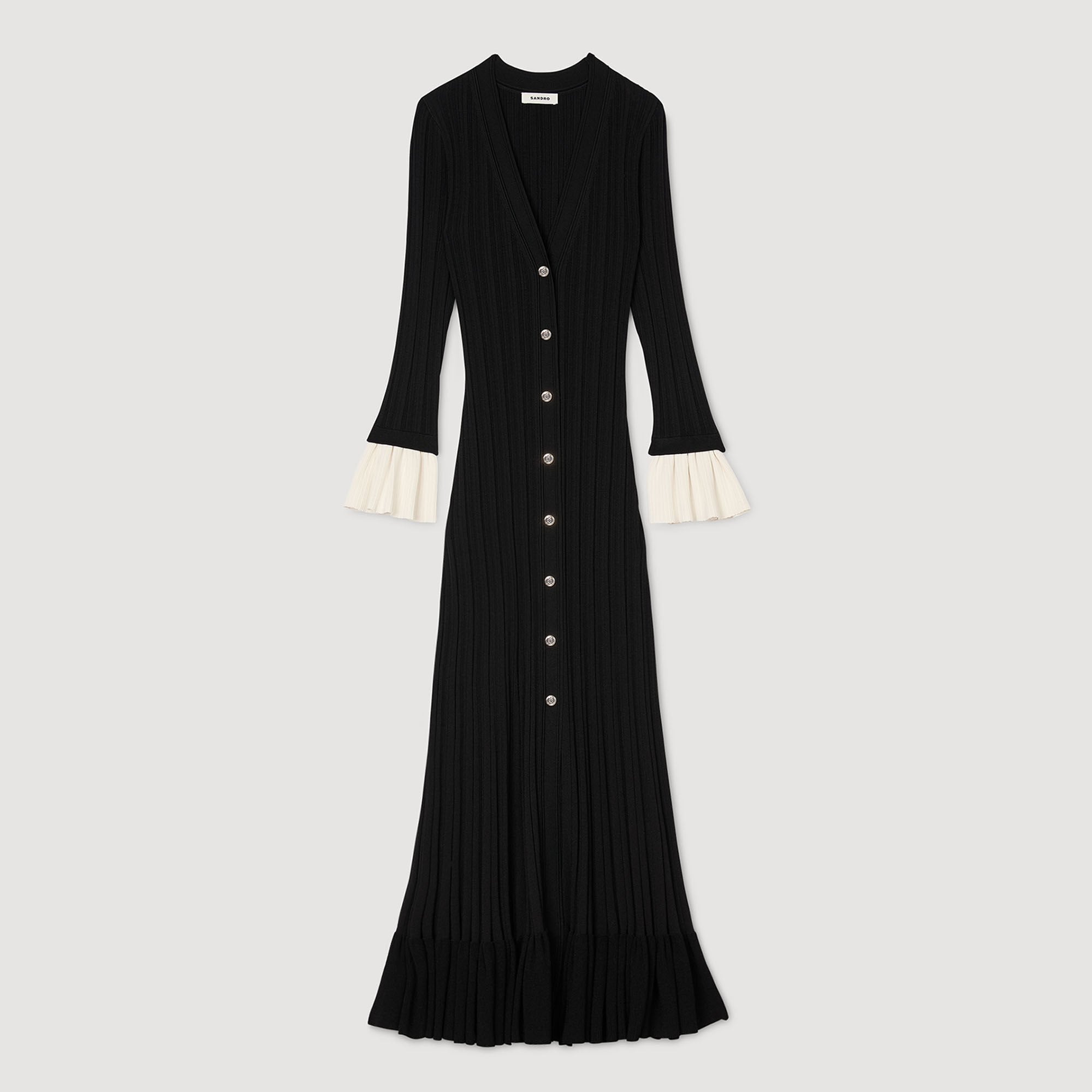 Sandro / Two-tone knit maxi dress Black