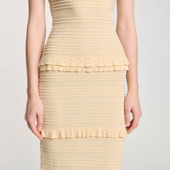 Sandro / Ruffled knit maxi dress Ecru