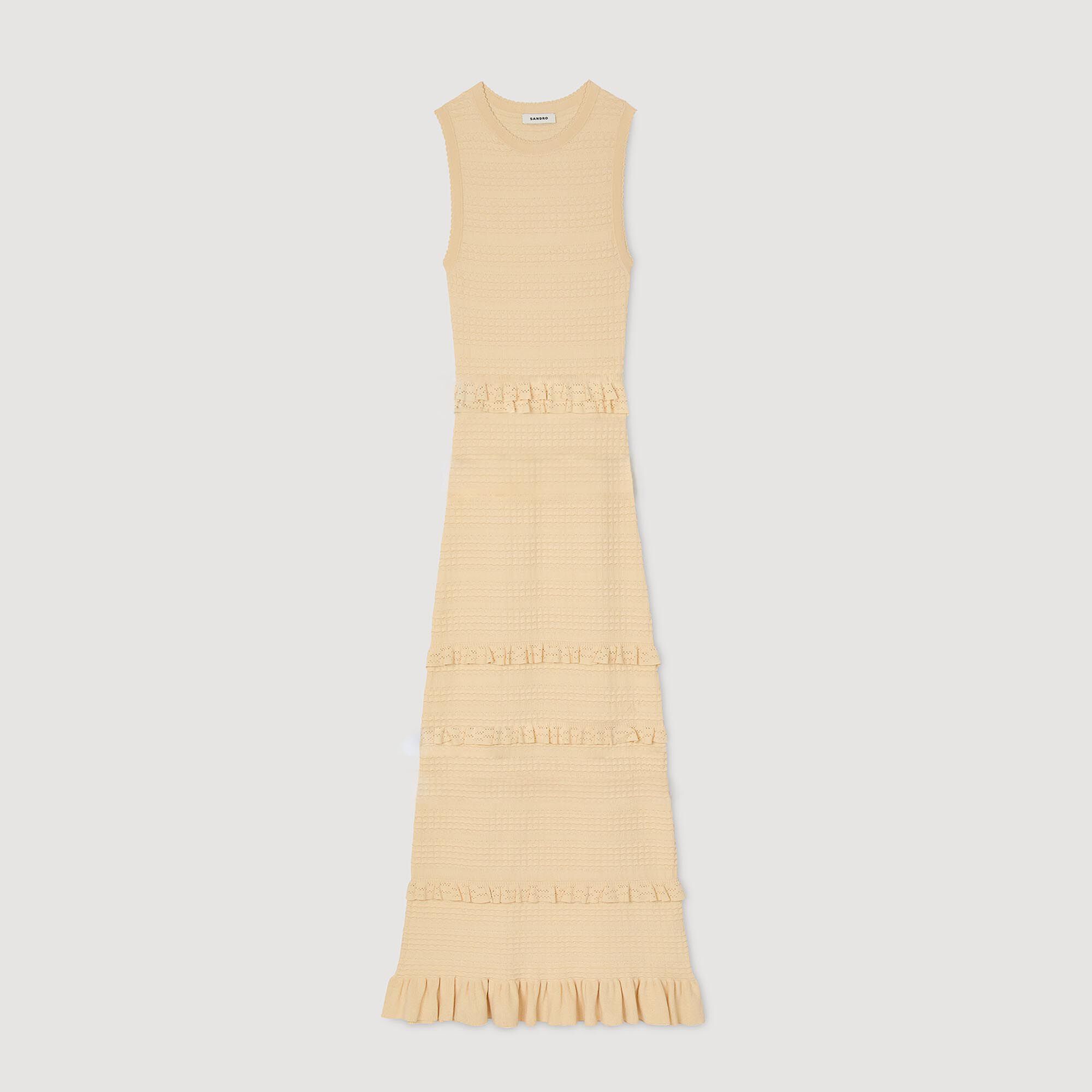 Sandro / Ruffled knit maxi dress Ecru