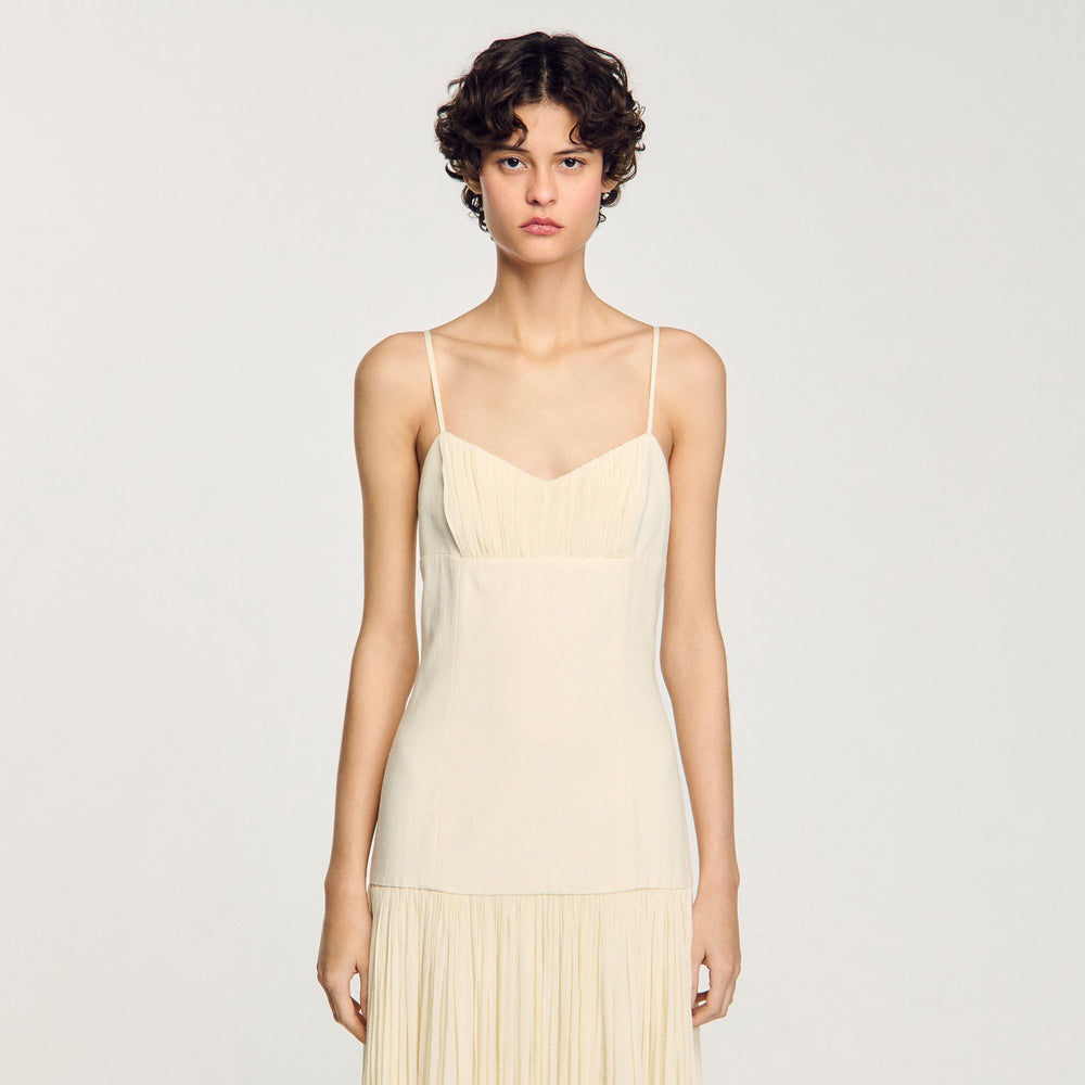 Sandro / Pleated maxi dress Ecru