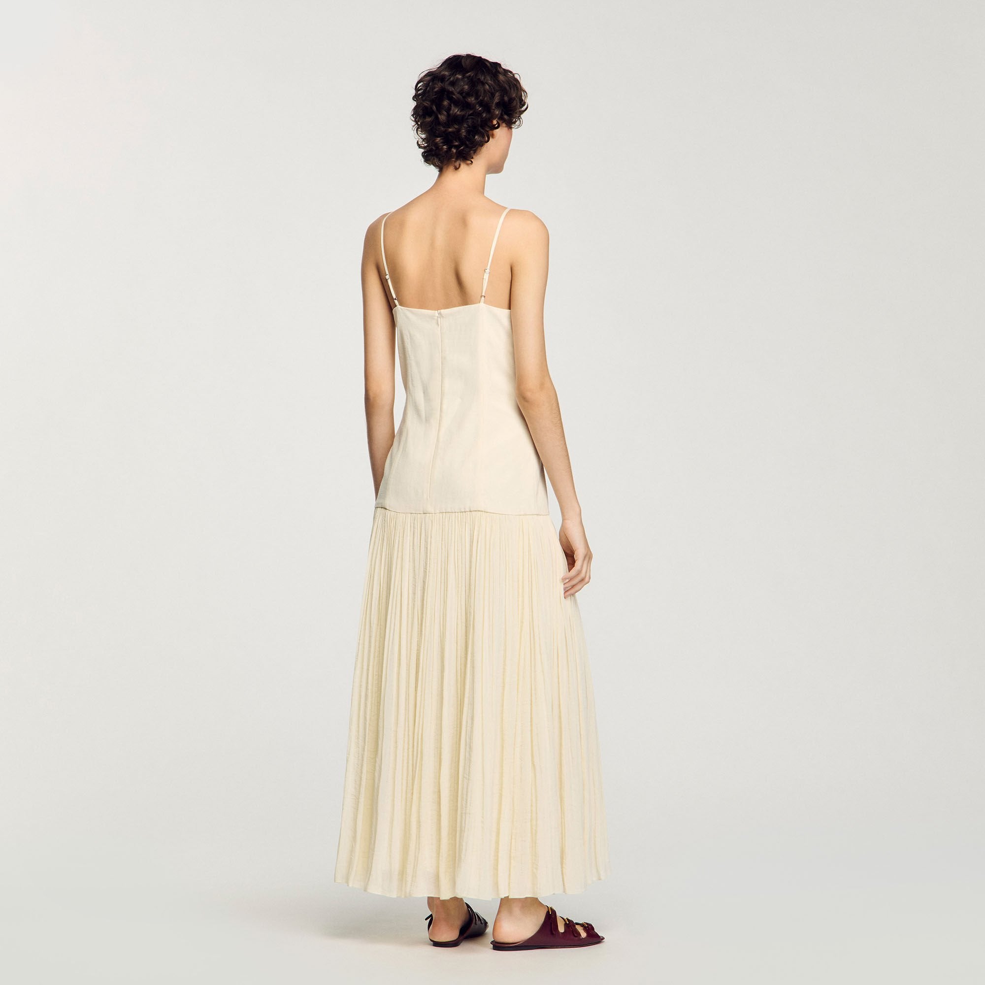 Sandro / Pleated maxi dress Ecru
