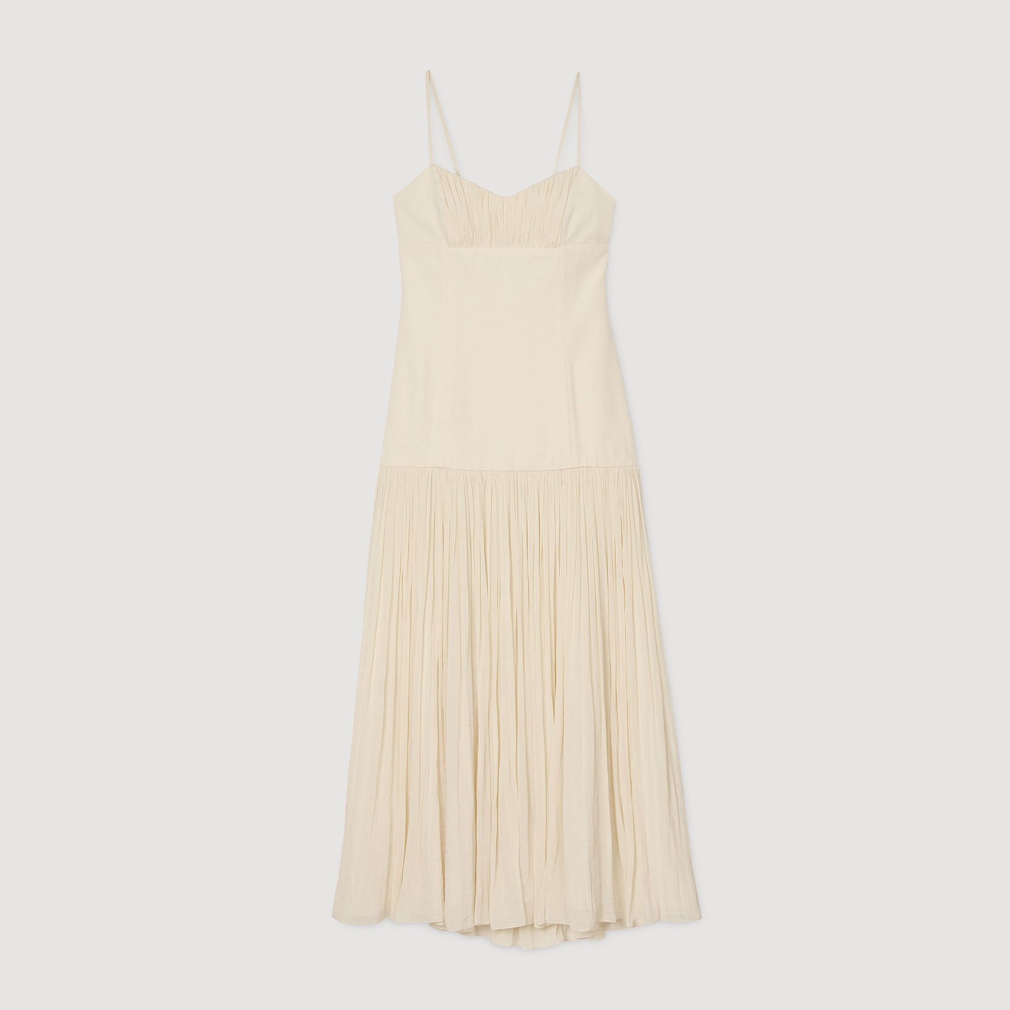 Sandro / Pleated maxi dress Ecru