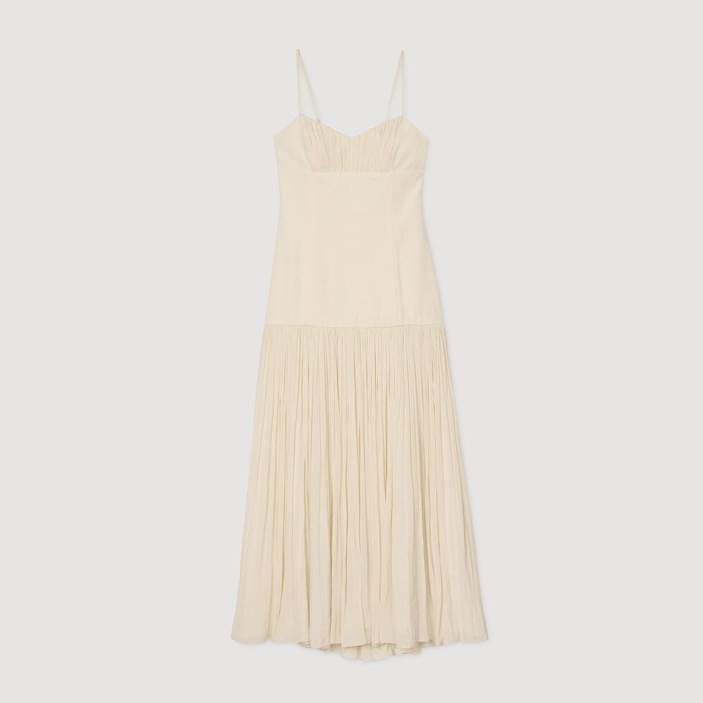 Sandro / Pleated maxi dress Ecru