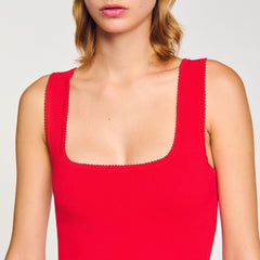 Sandro / Mini knit dress with ruffles Red