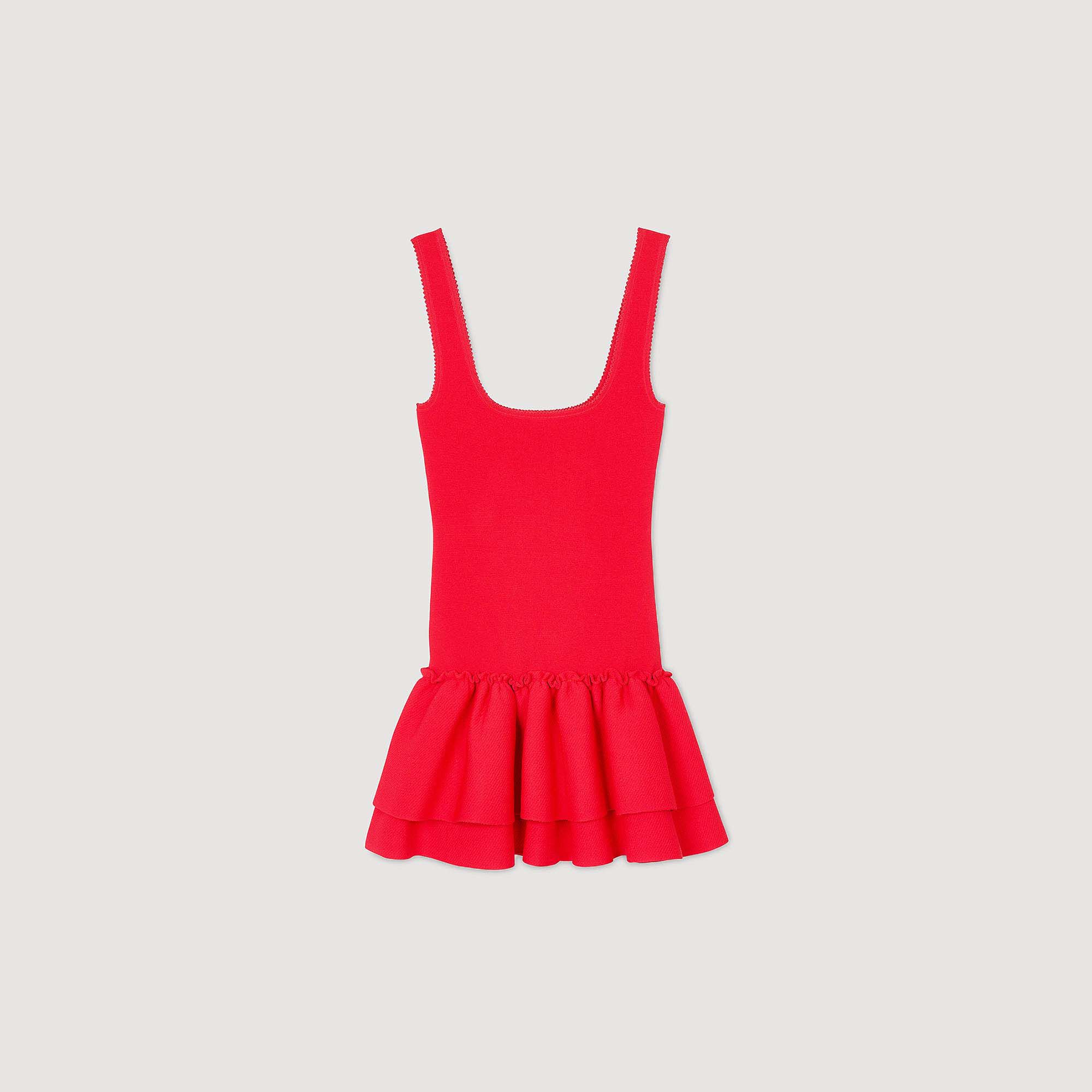 Sandro / Mini knit dress with ruffles Red