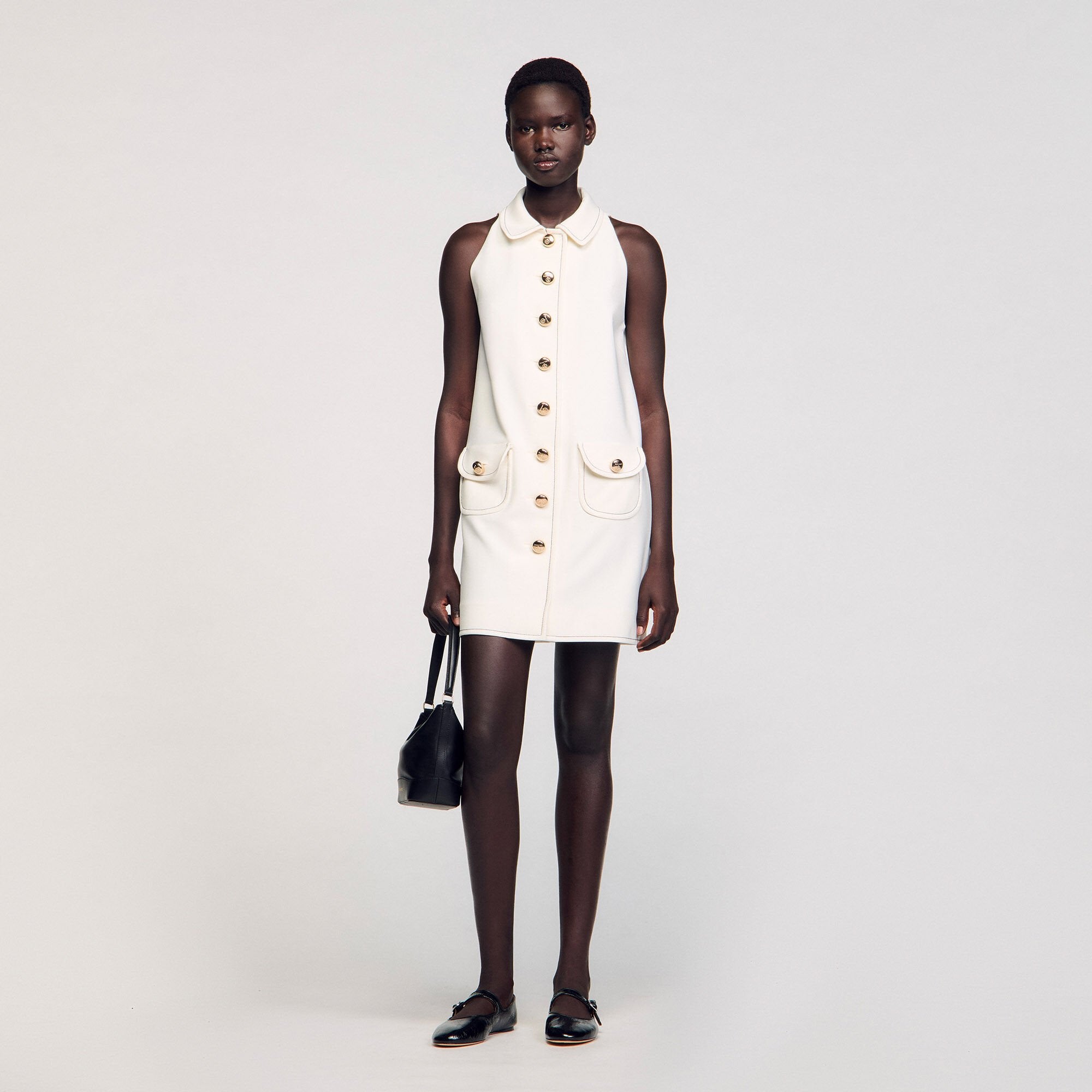 Sandro / Peter Pan collar mini dress Ecru