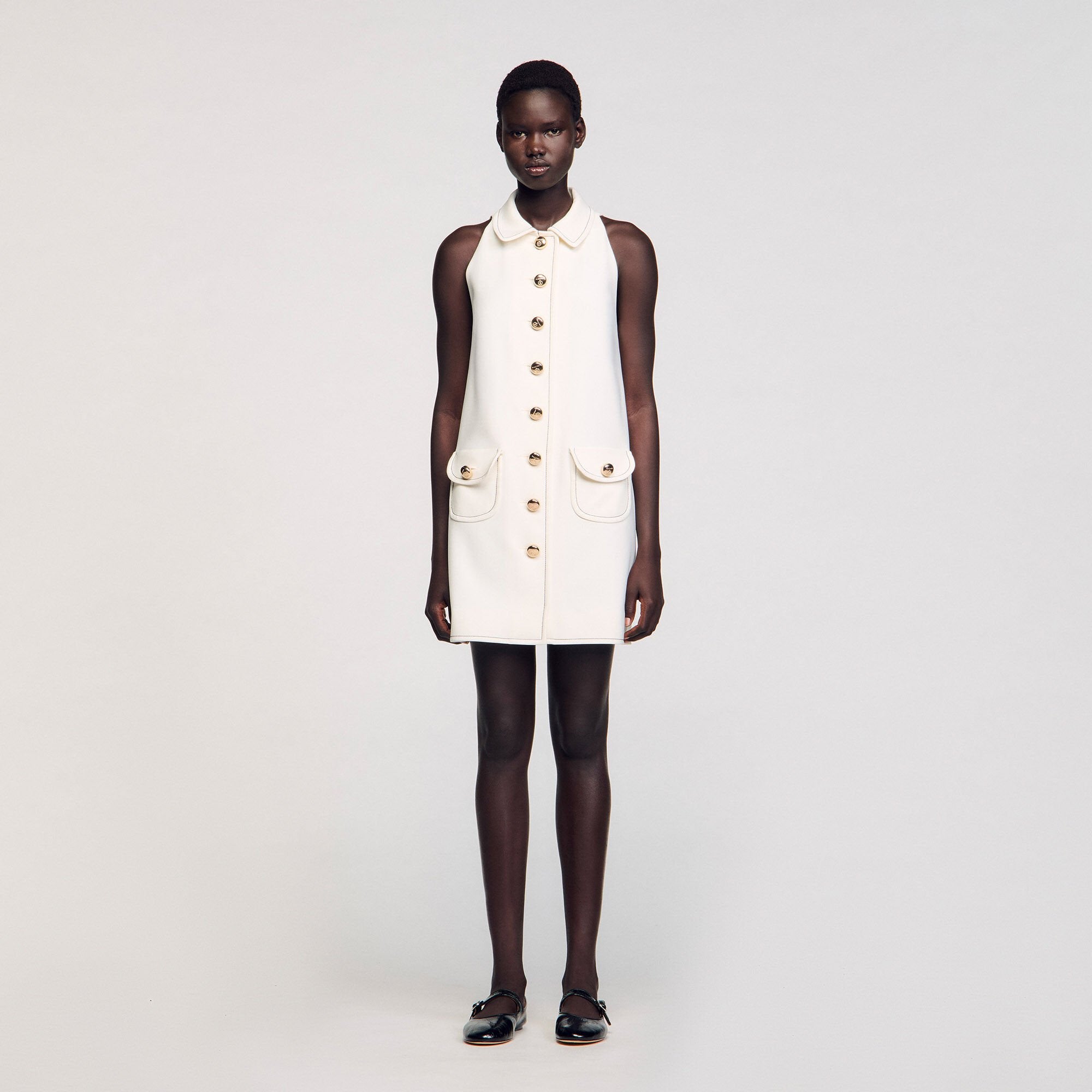 Sandro / Peter Pan collar mini dress Ecru