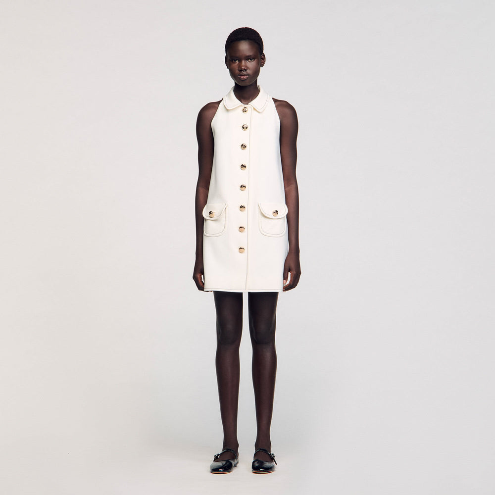 Sandro / Peter Pan collar mini dress Ecru