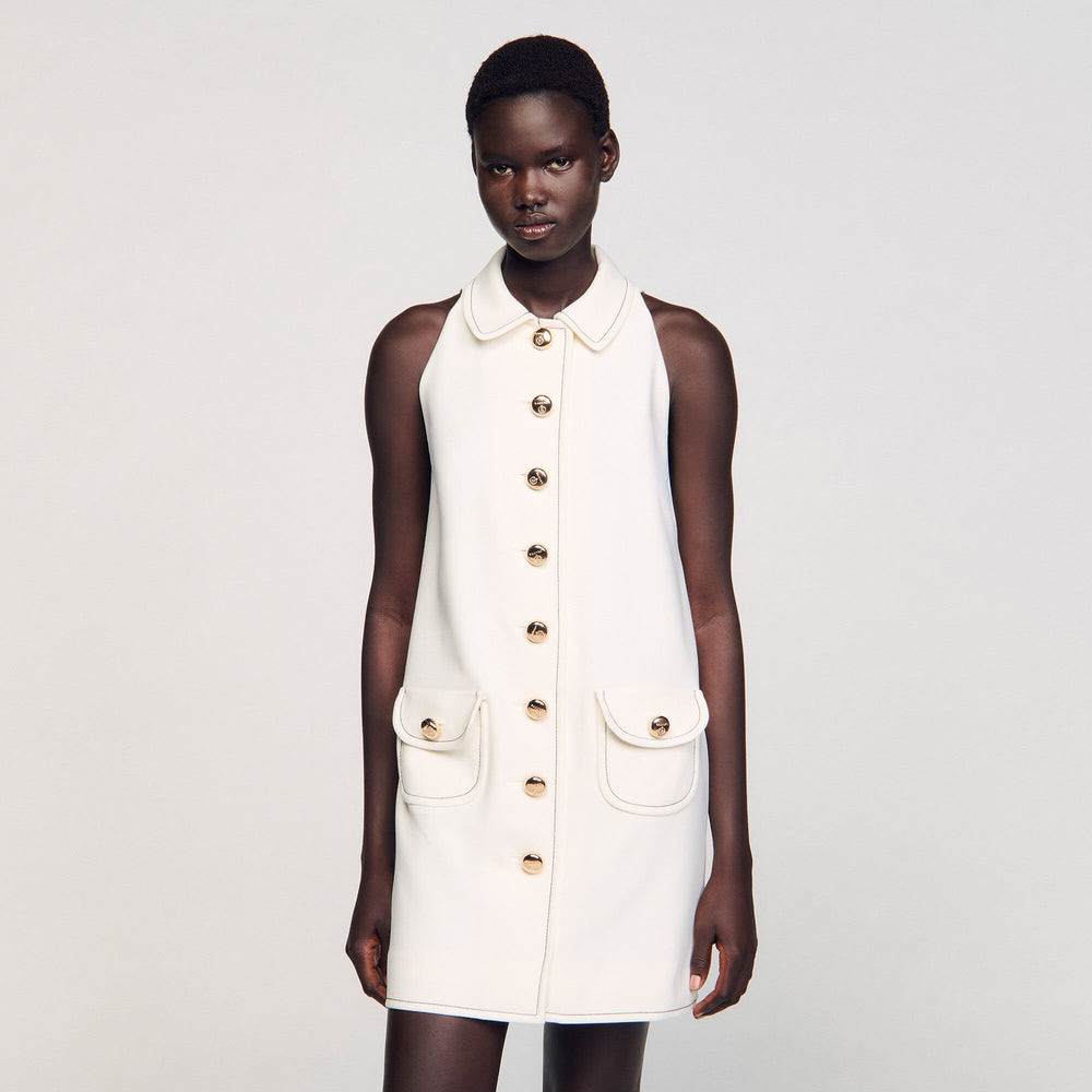 Sandro / Peter Pan collar mini dress Ecru