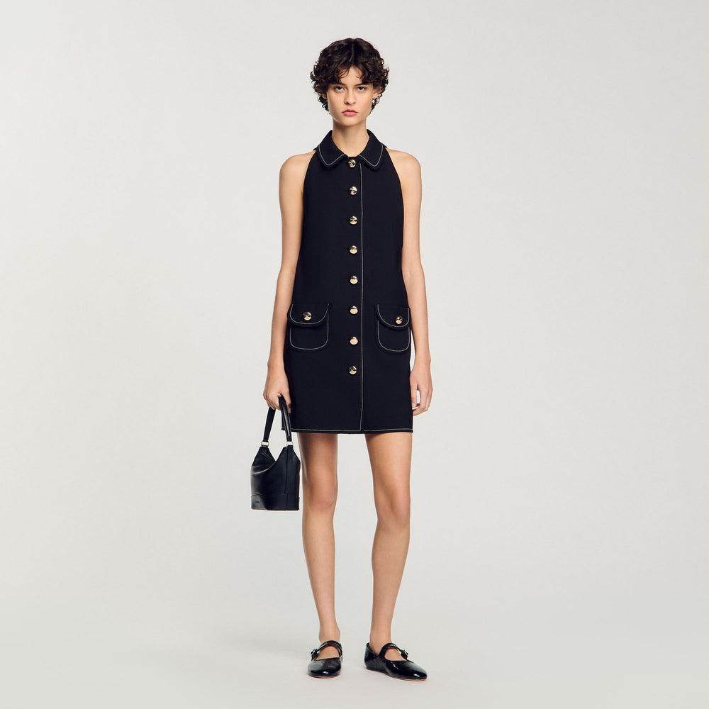 Sandro / Peter Pan collar mini dress Black