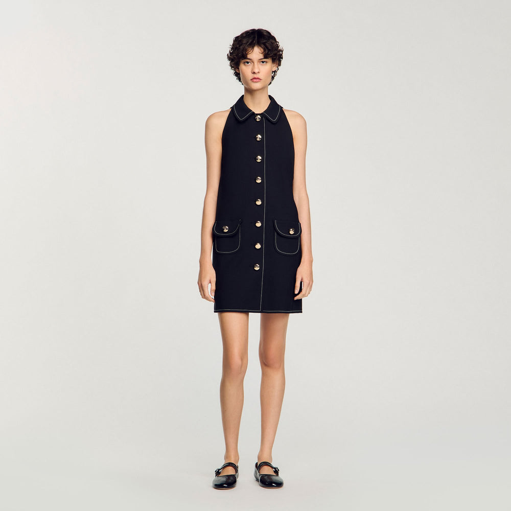 Sandro / Peter Pan collar mini dress Black