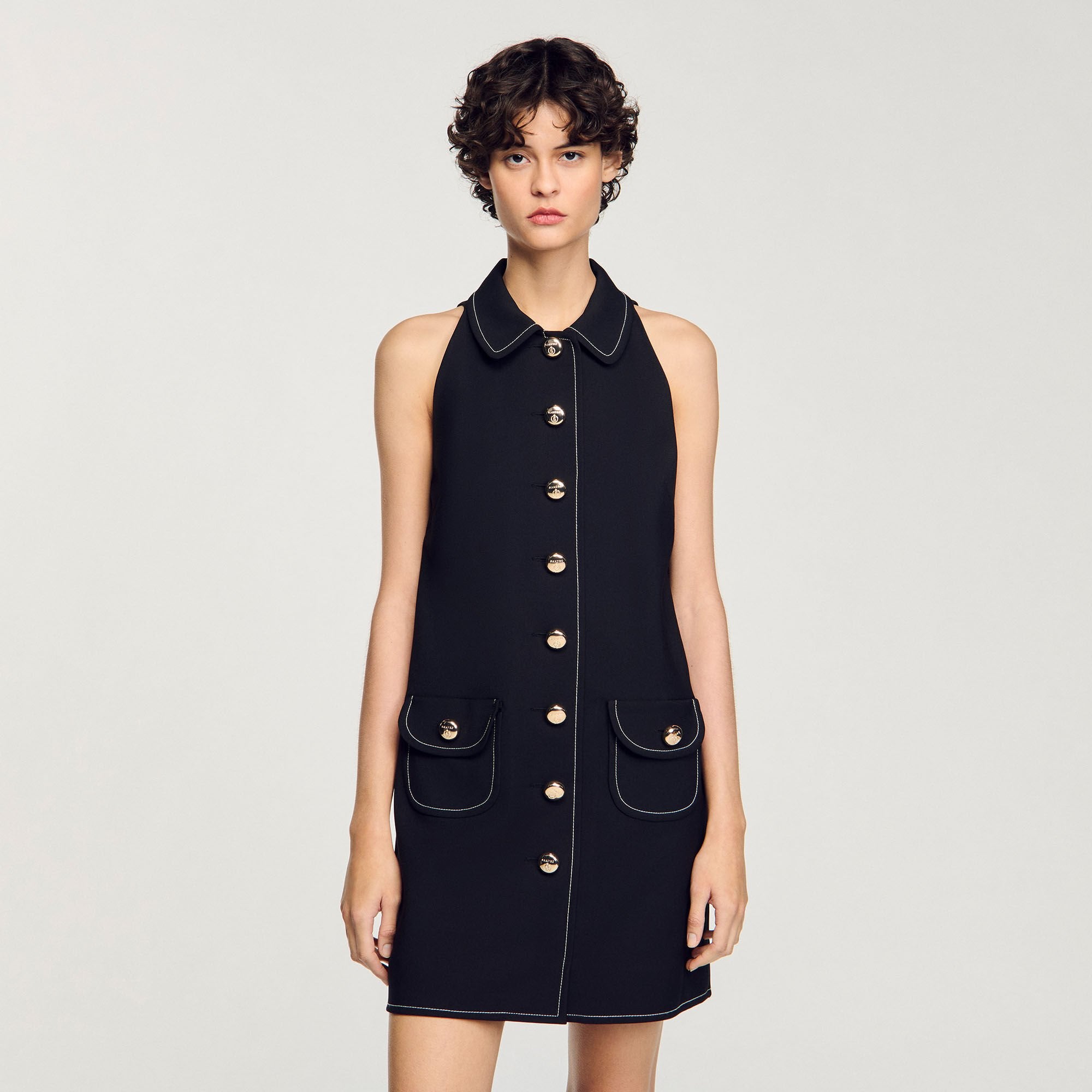 Sandro / Peter Pan collar mini dress Black