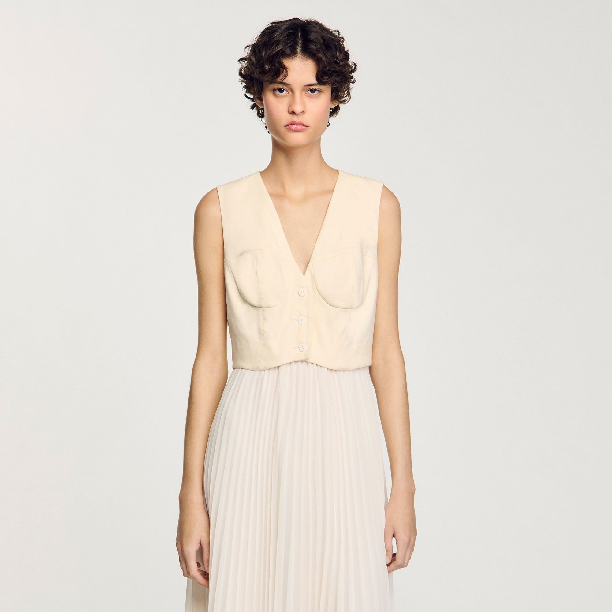 Sandro / Pleated maxi dress Ecru