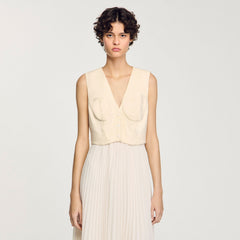 Sandro / Pleated maxi dress Ecru