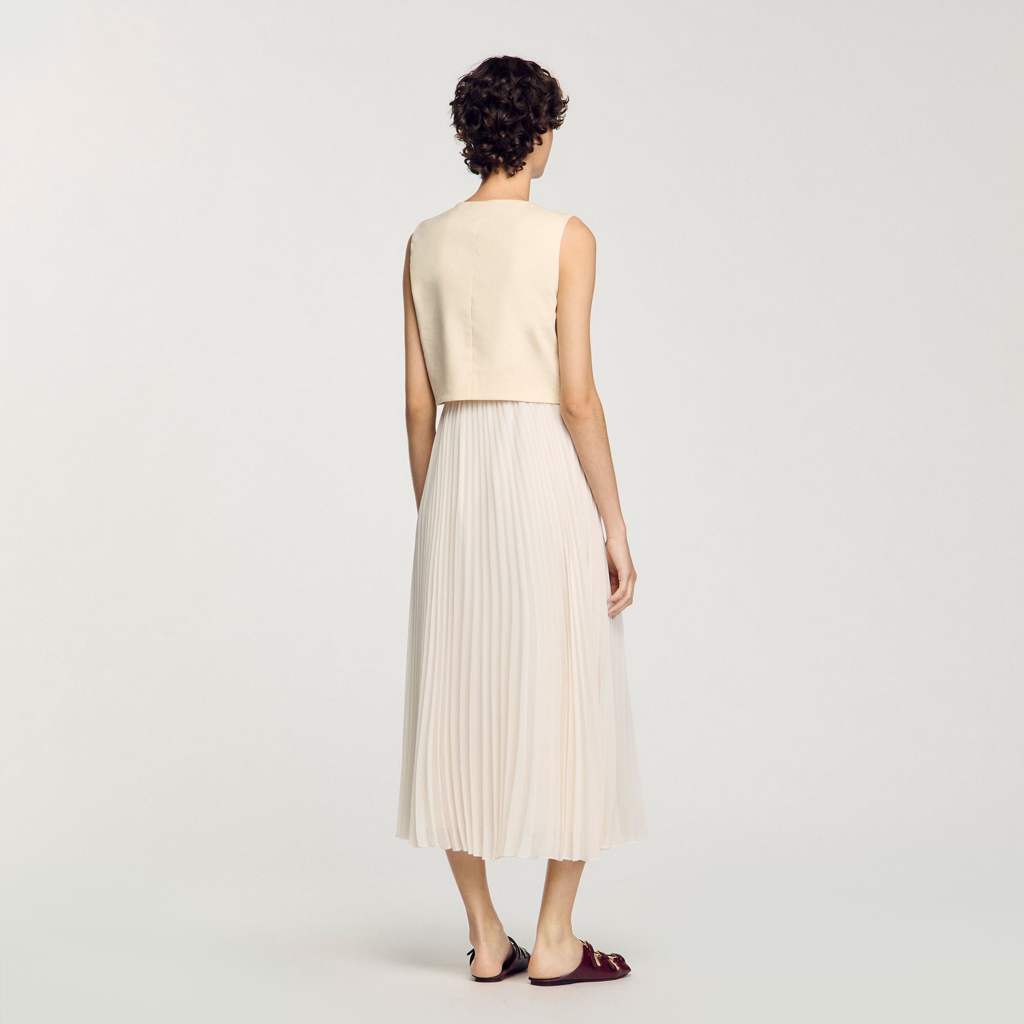 Sandro / Pleated maxi dress Ecru