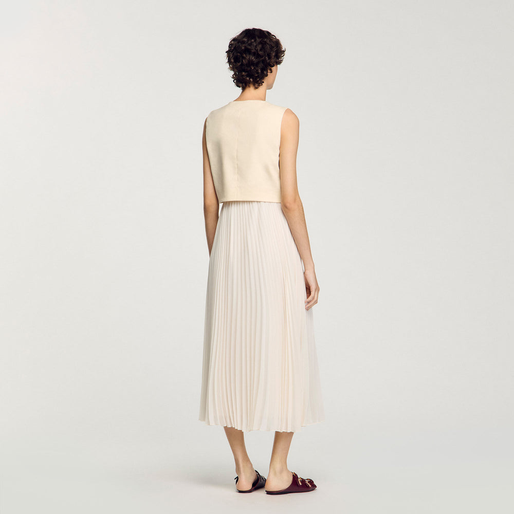 Sandro / Pleated maxi dress Ecru