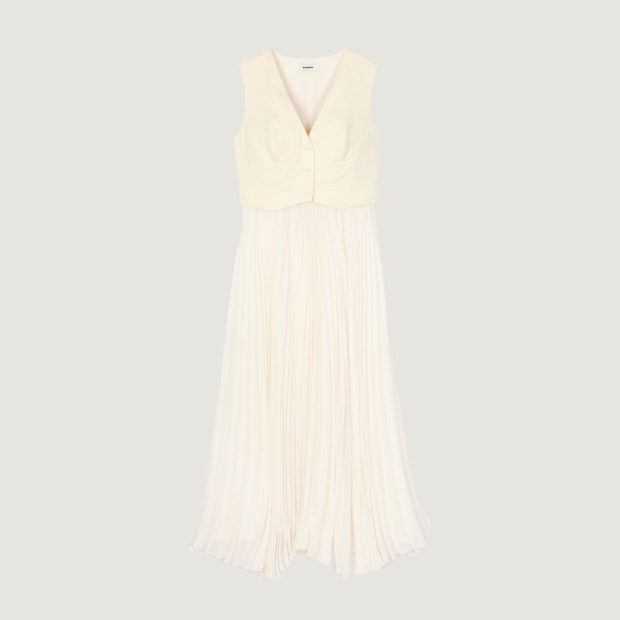 Sandro / Pleated maxi dress Ecru