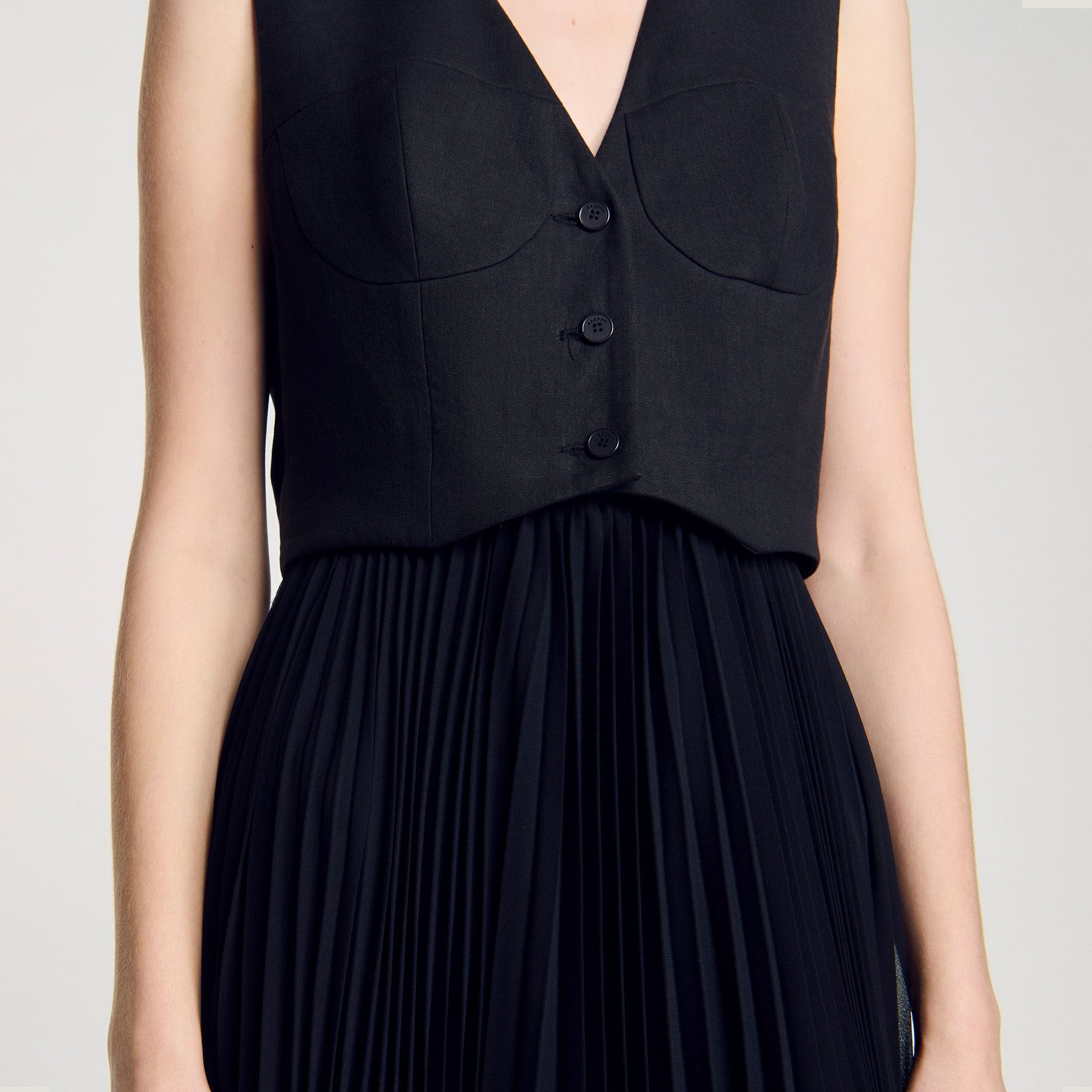 Sandro / Pleated maxi dress Black