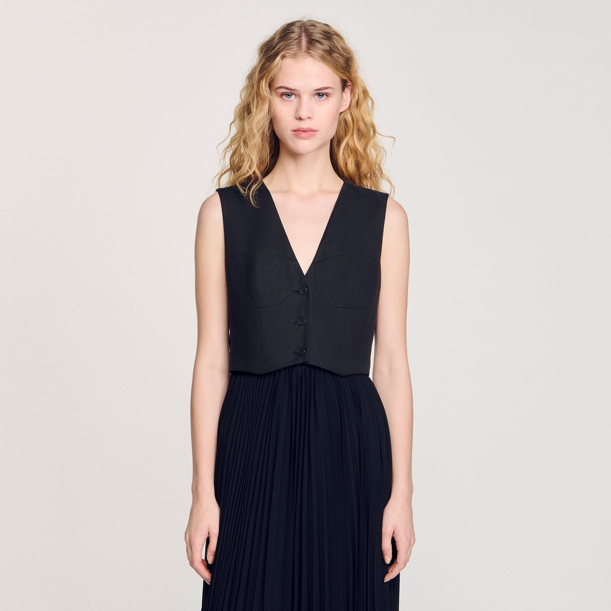 Sandro / Pleated maxi dress Black