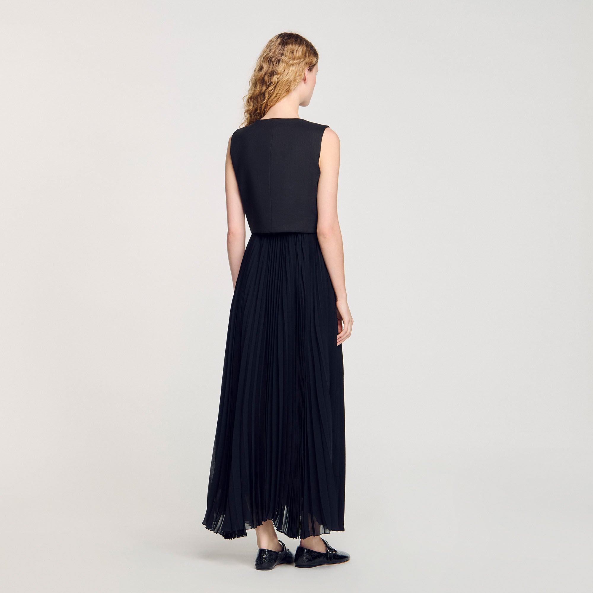 Sandro / Pleated maxi dress Black
