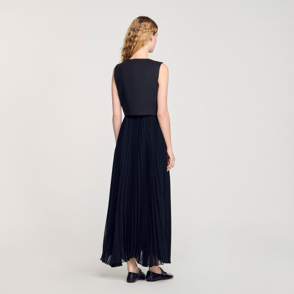 Sandro / Pleated maxi dress Black