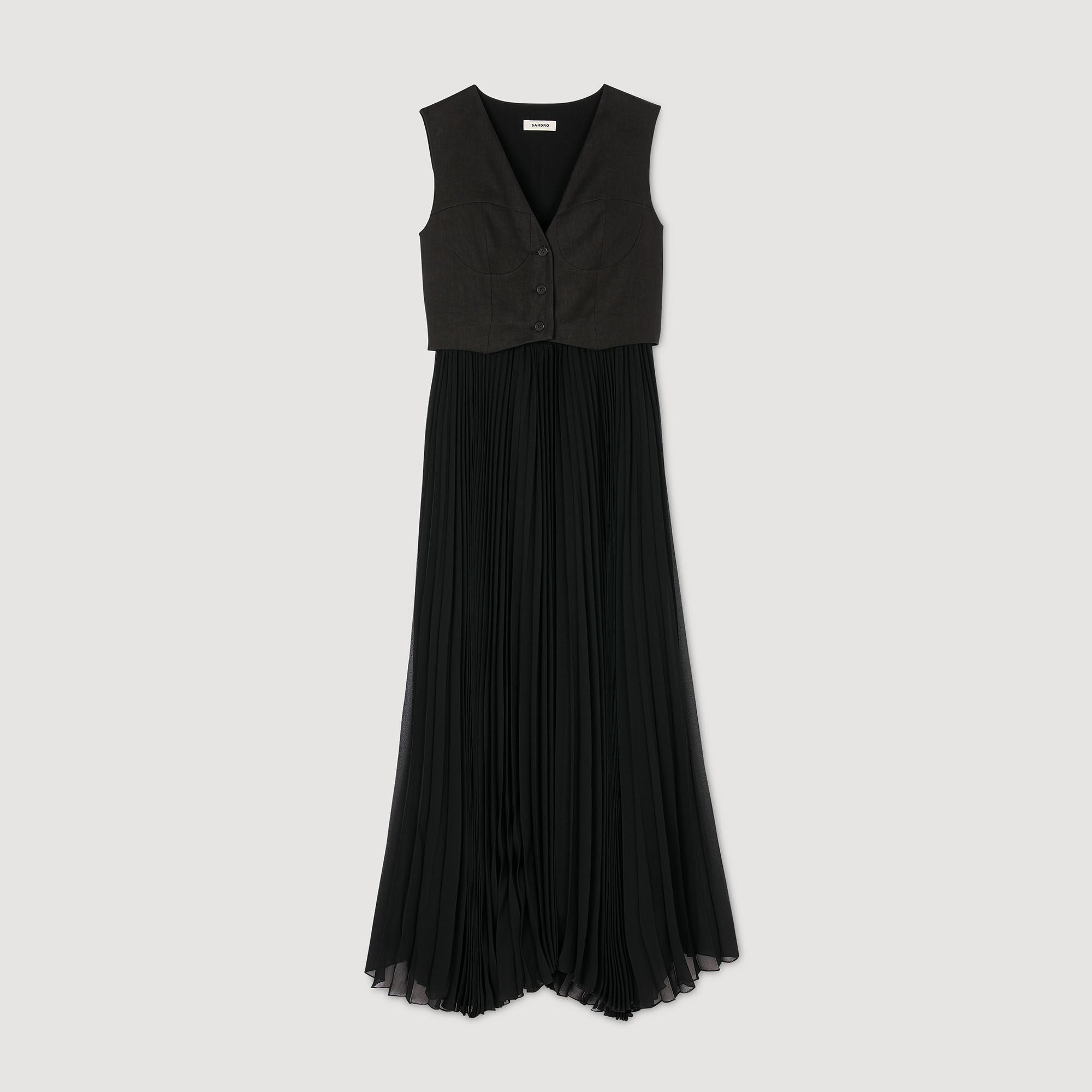 Sandro / Pleated maxi dress Black
