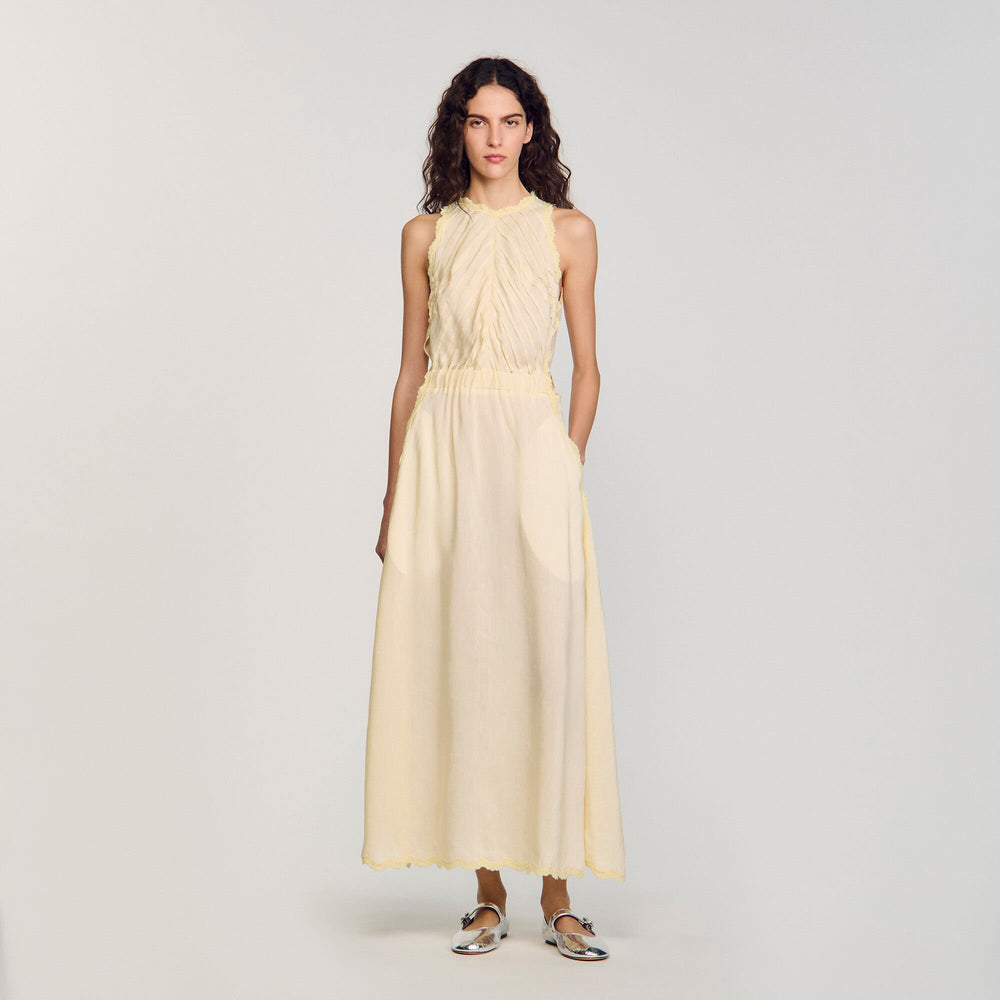 Sandro / Maxi dress with lace details Light Yellow