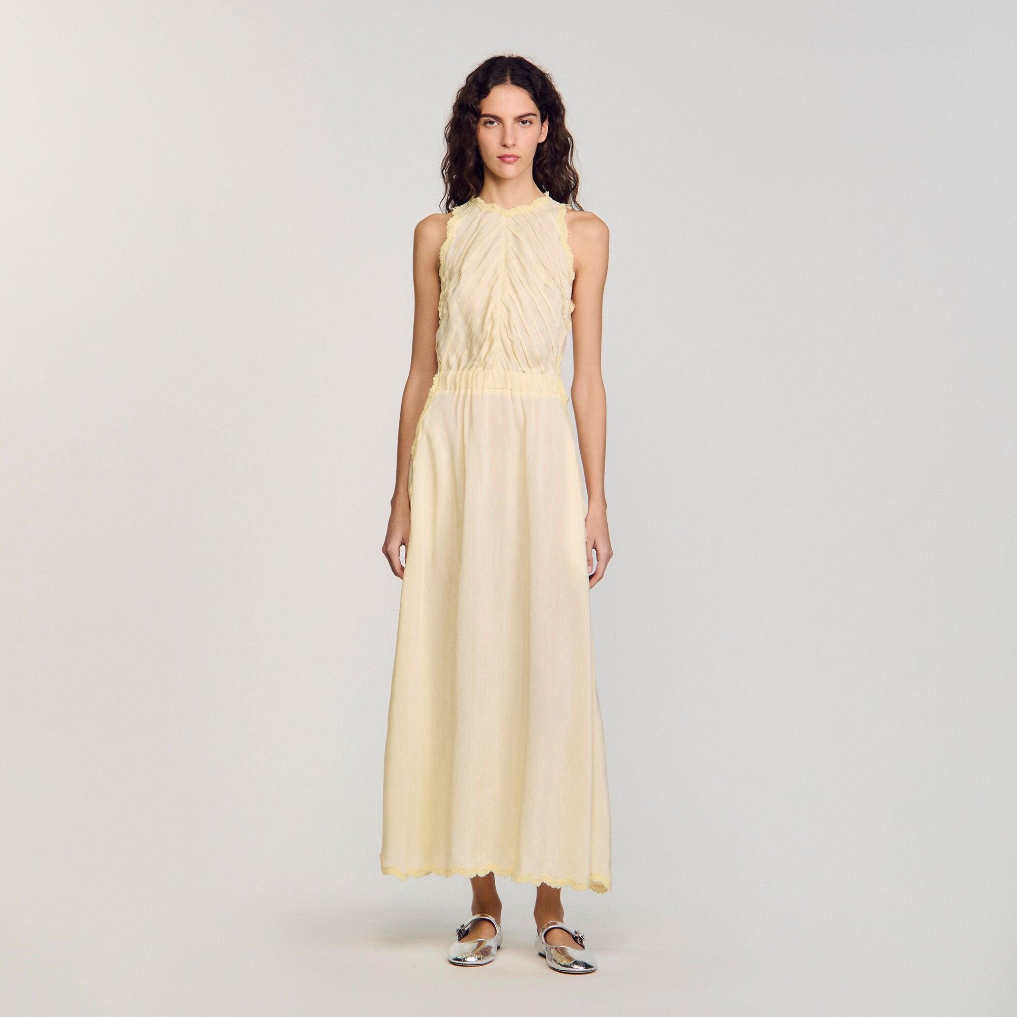 Sandro / Maxi dress with lace details Light Yellow