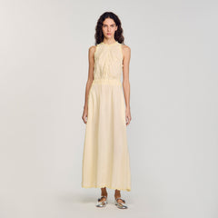 Sandro / Maxi dress with lace details Light Yellow