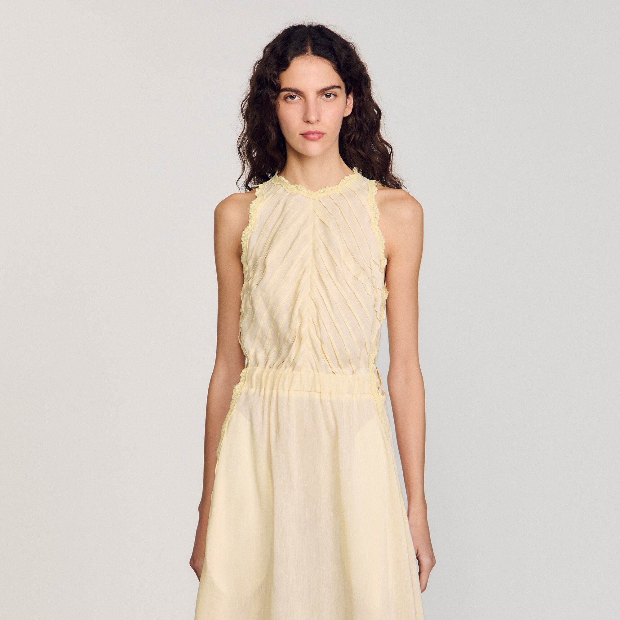 Sandro / Maxi dress with lace details Light Yellow