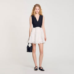 Sandro / Two-tone mini dress Black / Ecru