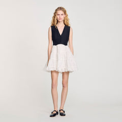 Sandro / Two-tone mini dress Black / Ecru