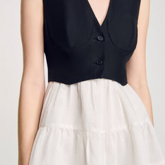 Sandro / Two-tone mini dress Black / Ecru