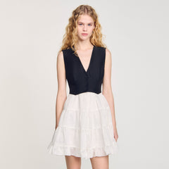 Sandro / Two-tone mini dress Black / Ecru