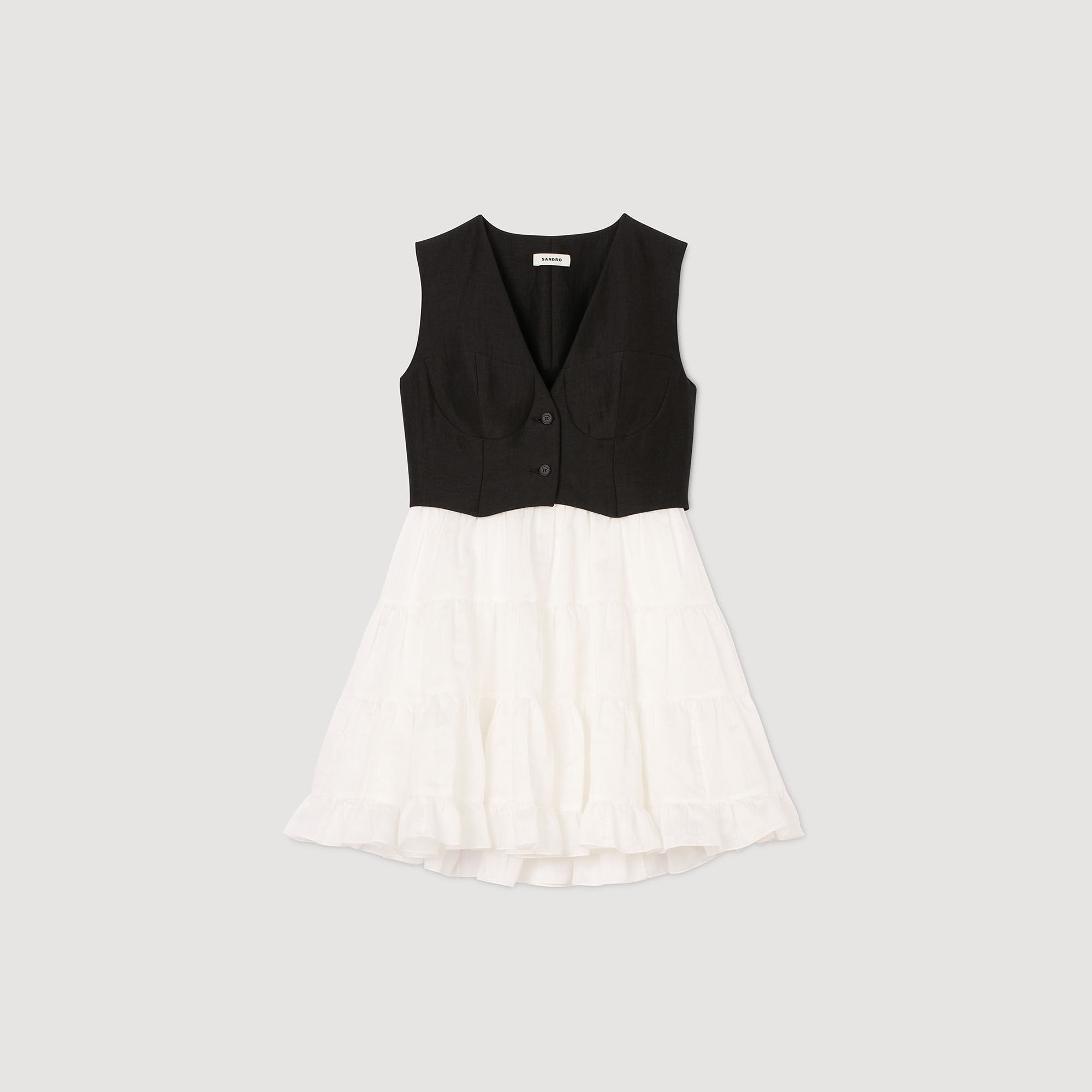 Sandro / Two-tone mini dress Black / Ecru