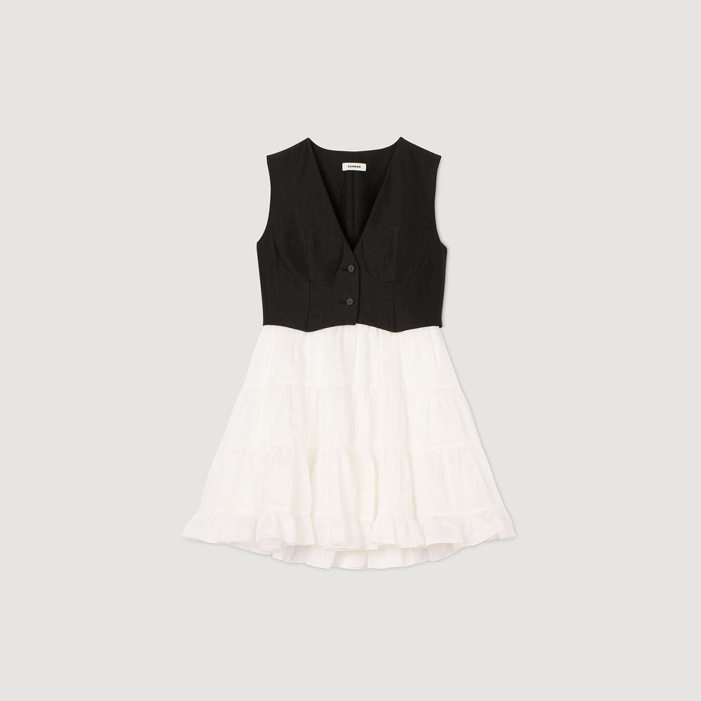 Sandro / Two-tone mini dress Black / Ecru
