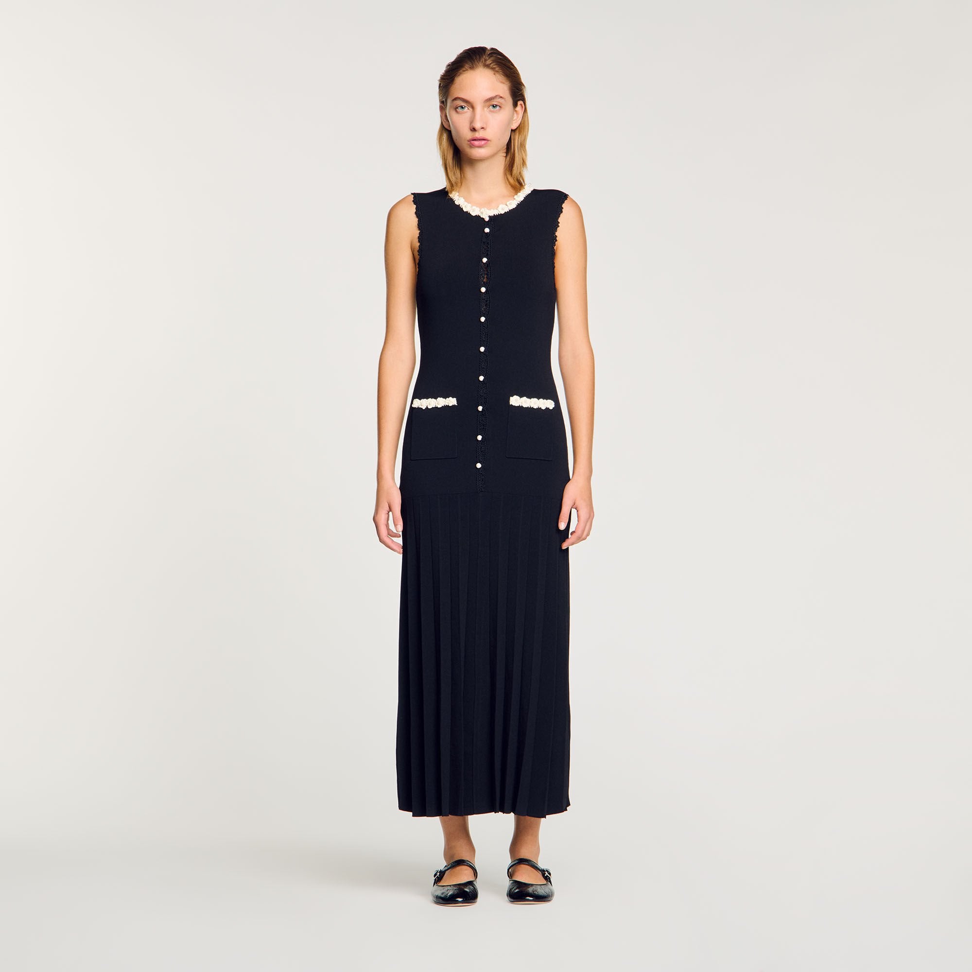 Sandro / Maxi dress with crochet detailing Black