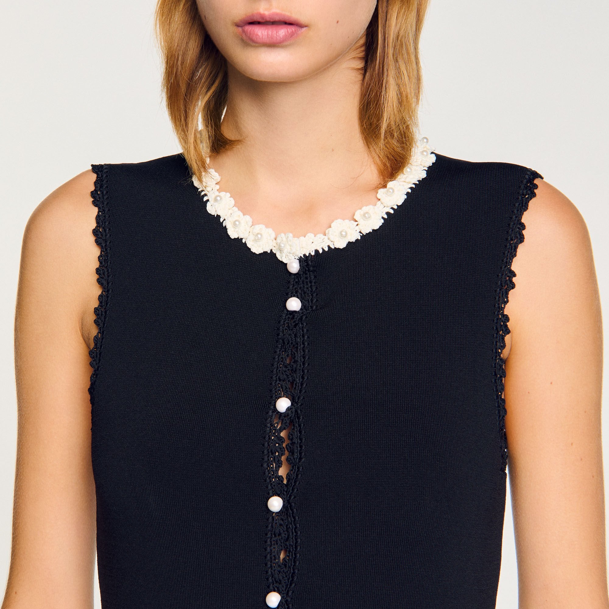 Sandro / Maxi dress with crochet detailing Black