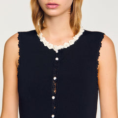 Sandro / Maxi dress with crochet detailing Black