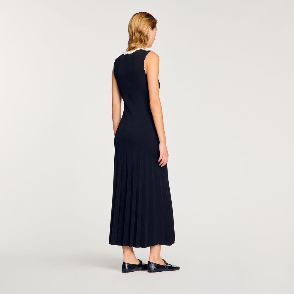 Sandro / Maxi dress with crochet detailing Black