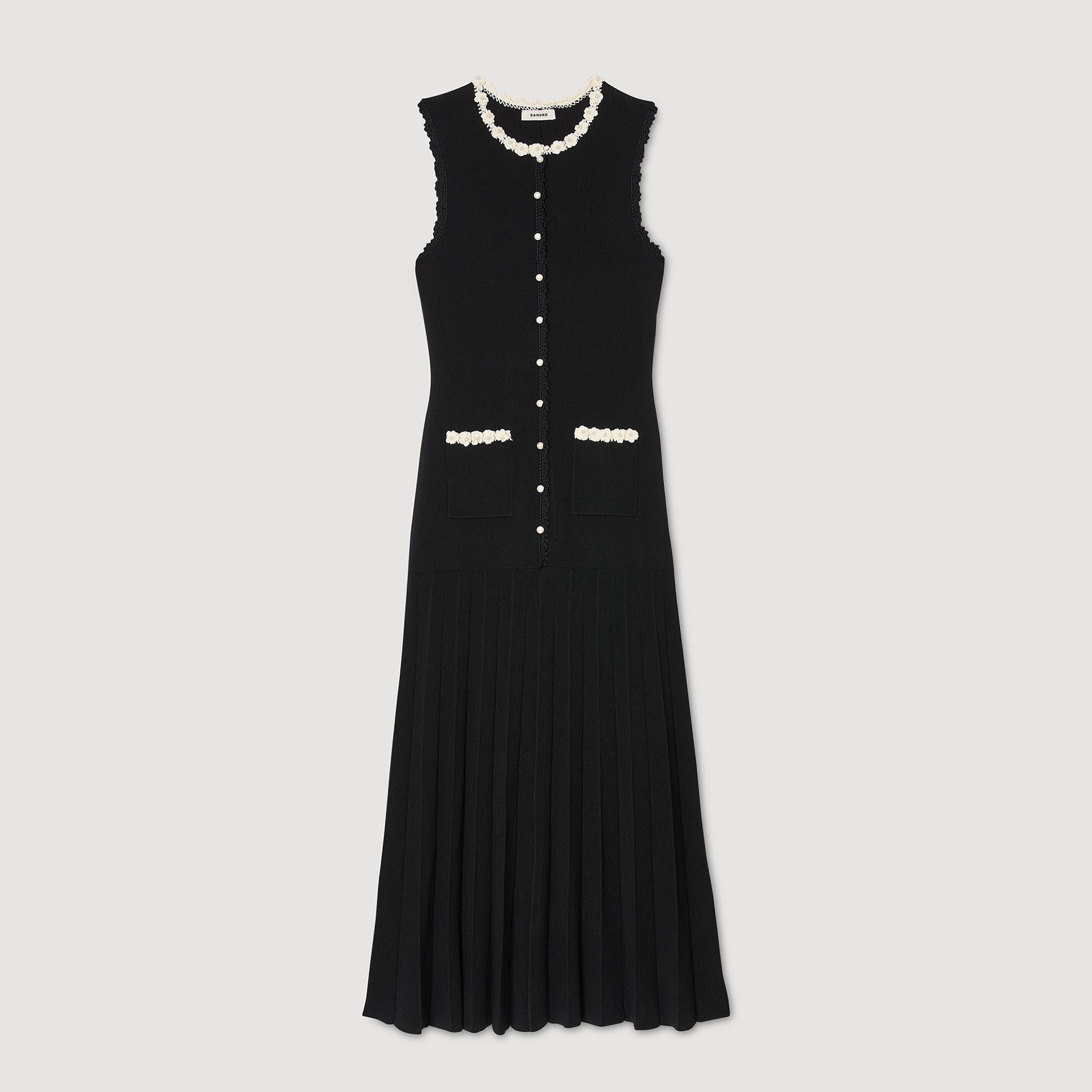 Sandro / Maxi dress with crochet detailing Black