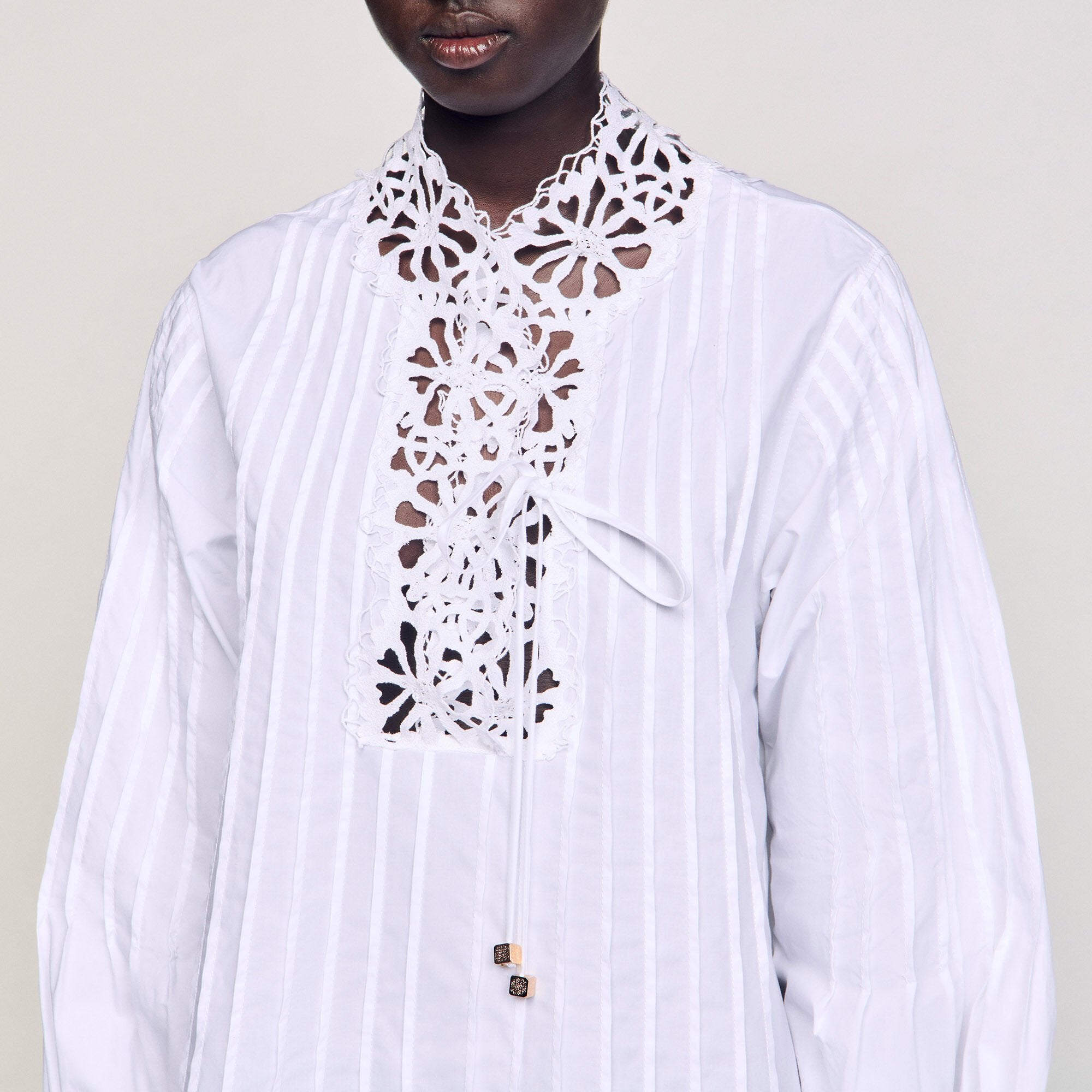 Sandro / Mini dress with lace detail White