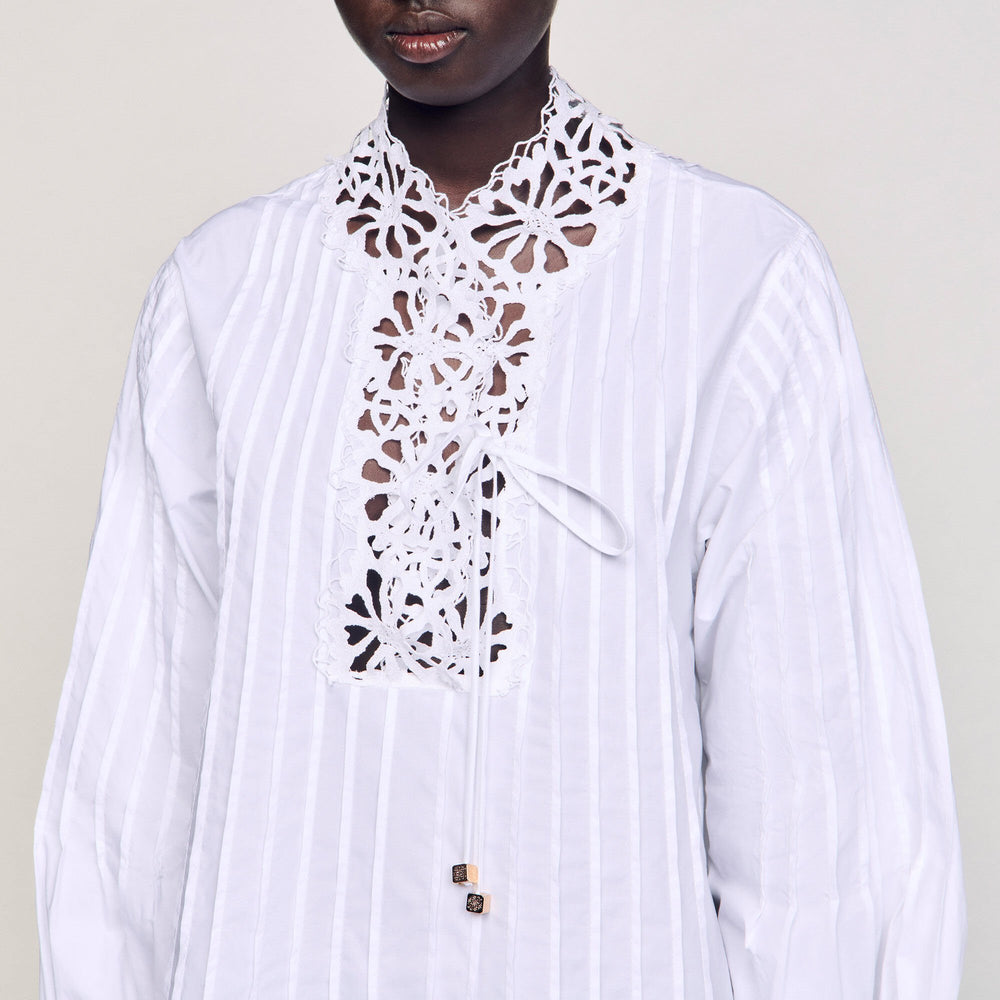 Sandro / Mini dress with lace detail White